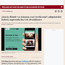 Hacia dnde va Joinnus con Credicorp?: adquisicin habra superado los US$ 10 millones